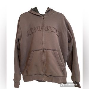 Used Gray Aeropostale Zip-Up Sherpa Hoodie